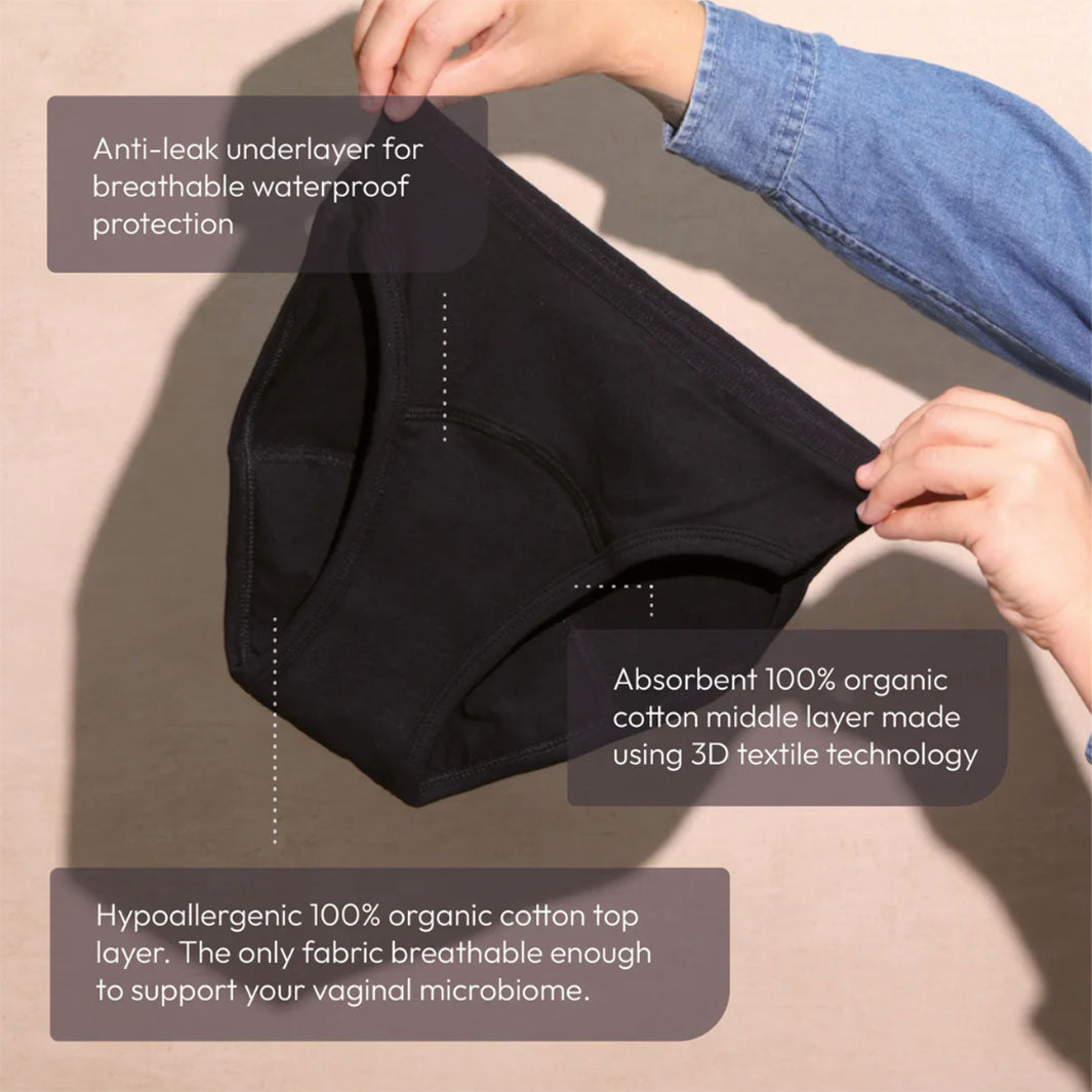 &SISTERS Nudie Organic Cotton Period Pants | Black Period Underwear ...