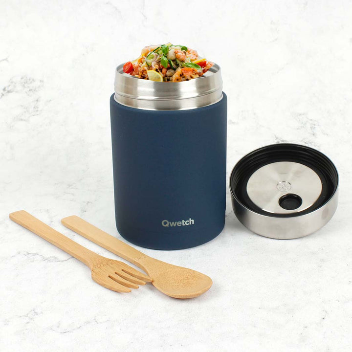 *NQP* Insulated Stainless Steel Food Jar - Granite Blue - 600ml