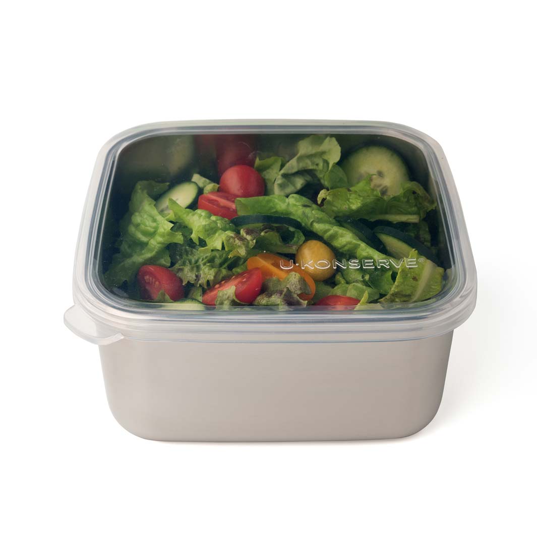 Square Container with Silicone Lid - Clear