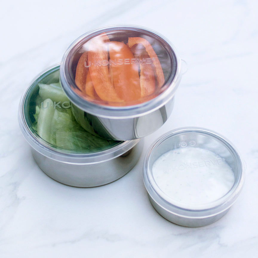 *NQP* Nesting Round Containers with Silicone Lids- Set of 3 - Clear Lids
