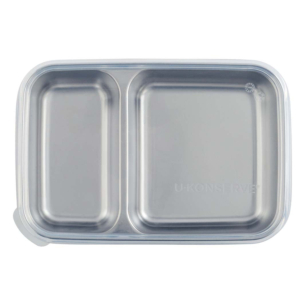 Divided Rectangle Container with Silicone Lid- Clear
