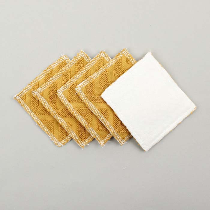 Soft & Scrub Reusable Makeup Wipes - Pack of 5 - Mustard Zig Zag