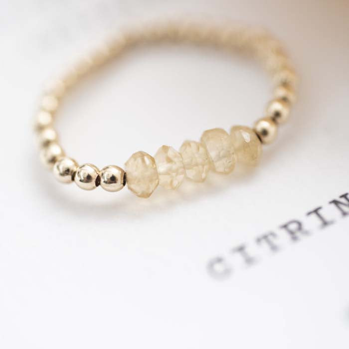 Beauty Citrine Gold Bead Ring - S/M