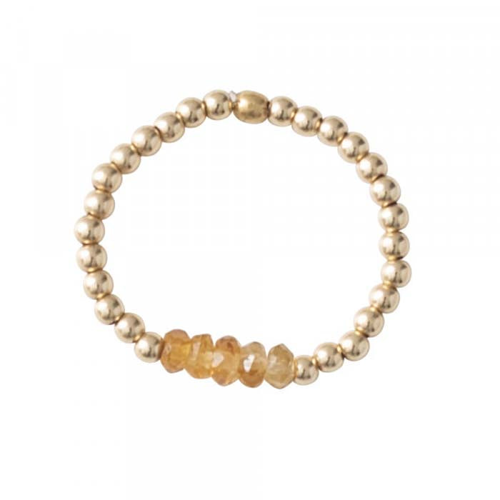 Beauty Citrine Gold Bead Ring - S/M