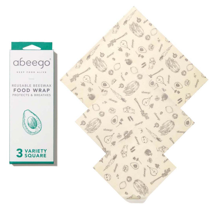 Abeego Beeswax Food Wraps - 3 Variety Squares