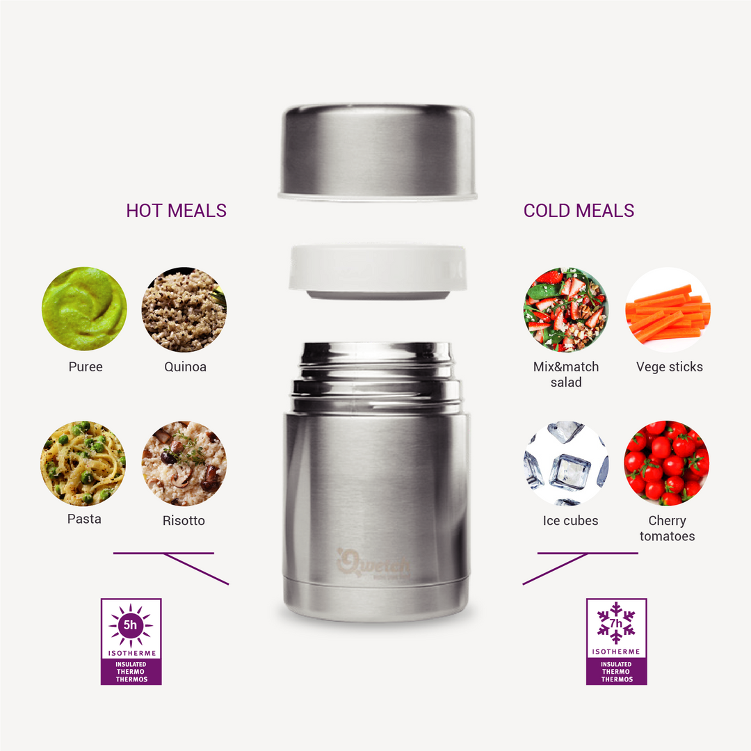 *NQP* Insulated Stainless Steel Food Jar - Brushed Steel - 340ml