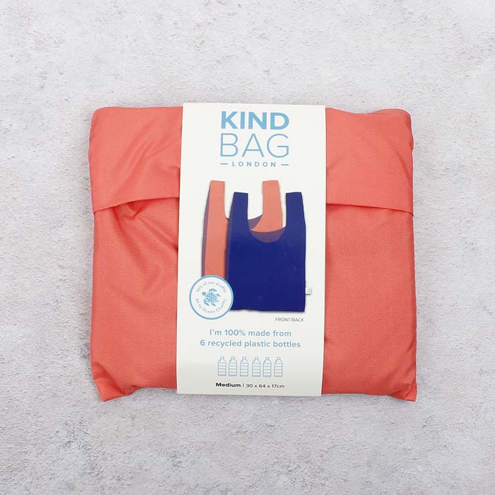 Bicolour Peach/Blue Reusable Shopping Bag  - Medium