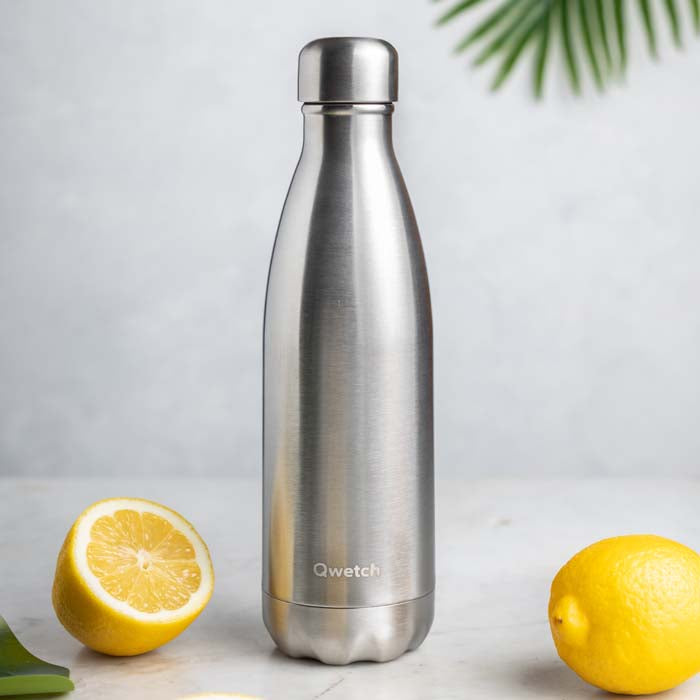 *NQP* Insulated Stainless Steel Bottle - Brushed Steel - 500ml