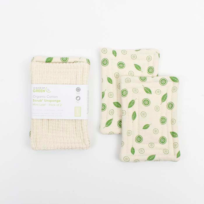 Organic Cotton 'Scrub' Unsponge - Mint Leaf - Pack of 2
