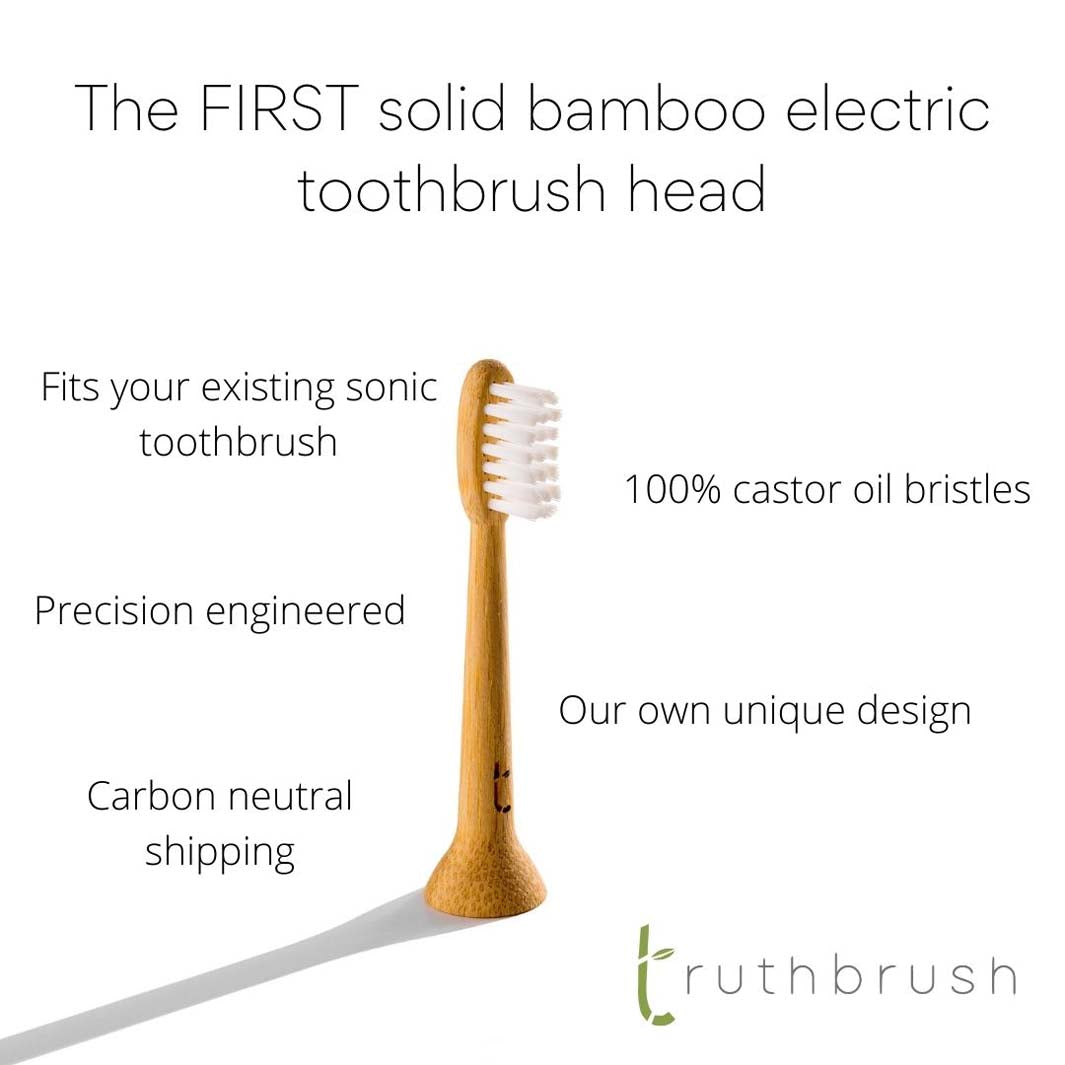 Solid Bamboo Electric Toothbrush Heads - for Philips Sonicare - Set of 2